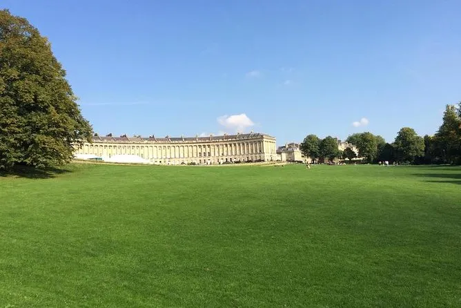 The Royal Crescent across a wide lawn